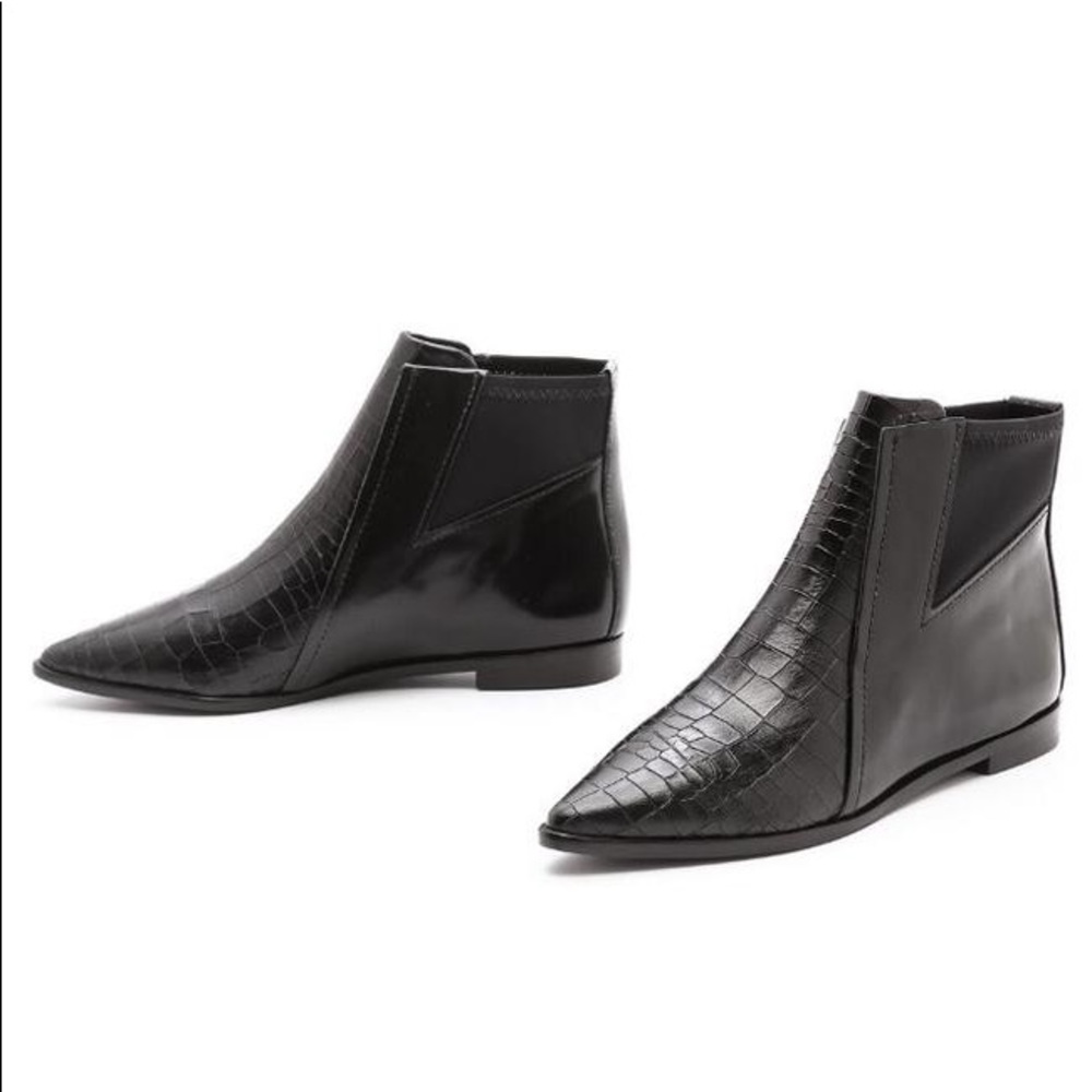 Tibi Philipia Edgy Pointed Toe Moto Ankle Bootie